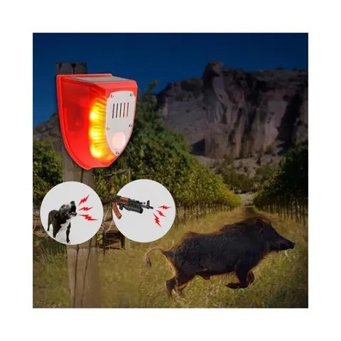 Solar Motion Sensor Alarm Lamp For Animal Repellent Outdoor Siren Dog Barking Gunshots Waterproof Alarm Siren For Home Security