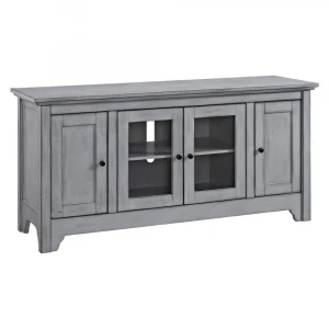 Solid Wood TV Stand with Doors