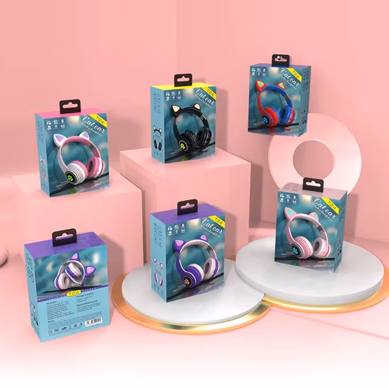 Customized Logo RGB Light Ear Cat Unicorn Wireless Earphones Bluetooth Earphones
