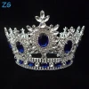 Sparkly Sapphire Blue Crystal Wedding Hair Accessories Beauty Pageant Crown