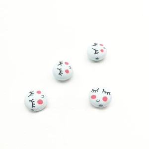 Special bracelet making accessory round soft ceramic beads smile face clay beads