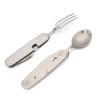 Stainless Steel Folding Cutlery Knife Outdoor Pocket Dinner Knife Fork Spoon Swiss Knife