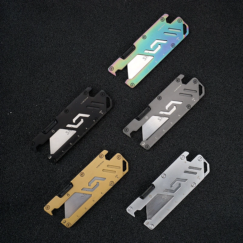 stainless steel handle SK5 replaceable blade geometric small EDC pocket utility knife for box rubber tube survival rescue