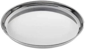 Stainless Steel Plain Plate Dinner Ware Tableware Kitchenware Metal Utensils Solid Round Serving Plate 29cm Diameter