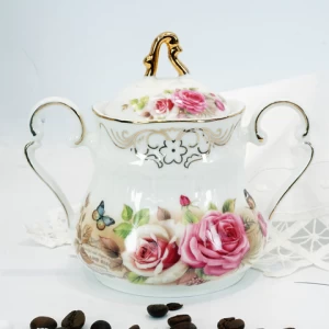 Stock Products Retail Sale 6 cup sets gift box package flower design Turkish coffee set new bone China teapot ceramic tea set