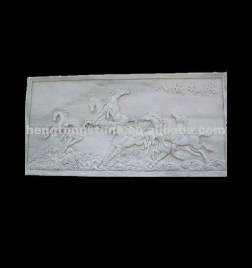 Stone Carving Relief of Eight Horse Sculpture