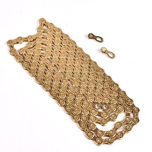 SUMC Mountain Bike Gold chain 12Speed Bicycle Chain 126L with Missing Link for Bicycle Parts