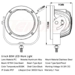 Super Bright Car SUV Truck Offroad ATV UTV Motorcycle 5 Inch  80W LED Front Bumper Work Driving Light