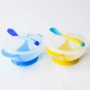 Super Stable Suction Infant Fruit / Noodle Bowl With Spoon And Lid Silicone Baby Bowl