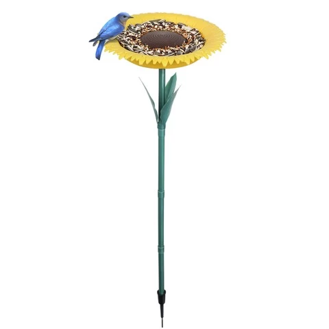 Supplies Sunflower Outdoor Ground Metal Stick Stand Bird Bath and Feeder