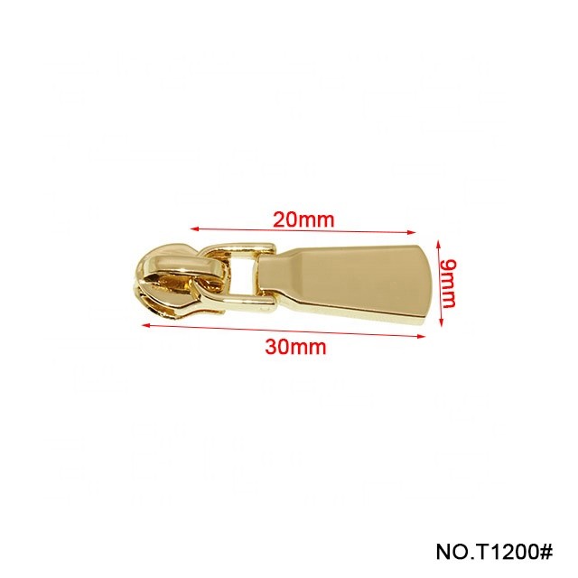 TANAI High quality metal leather reversible gold zipper pull for handbags metal zippers