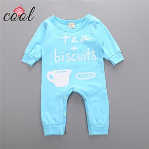 tasty tea and biscuit printed bodysuit newborn long sleeves baby clothes