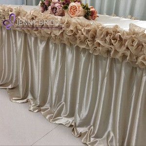 TC005E beautiful chiffon ruffled party table skirt banquet table cloth