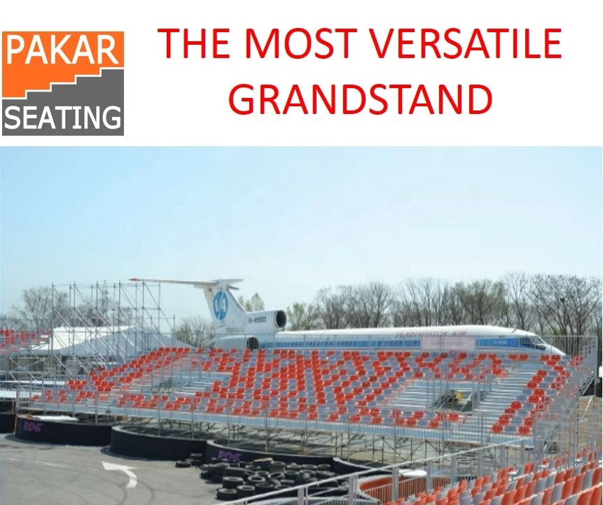 temporary grandstand seating system stadium metal demountable tribune used