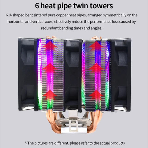 Buy Tishric Cpu Cooler 6 Heat Pipes Pc Radiator 4 Pin Pwm Rgb Cooling ...
