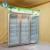 Top quality supermarket vertical ventilated cooling slide double door freezer for ice cream / frozen food