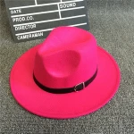 Top Wool big eaves belt buckle jazz fisherman hat baby Fedora hat