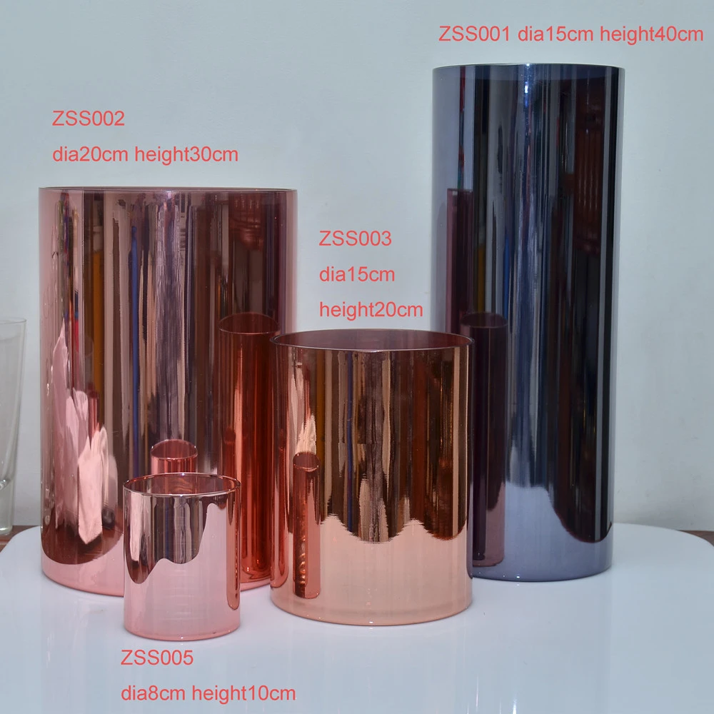 Ultimate Artwork Handcraft Copper Smoke Black Grey Electroplate Metallical Coating Plating Color Cylinder Glass Vase