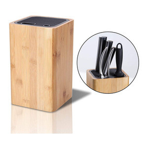 Unique Design Customized Kitchen Space Saver Holder Universal Eco-Friendly Bamboo Knife Block With Slot