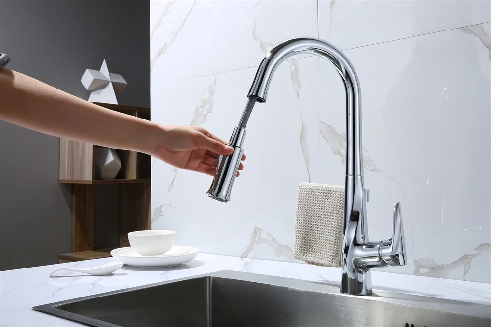 Unique design solid brass pull out kitchen faucets