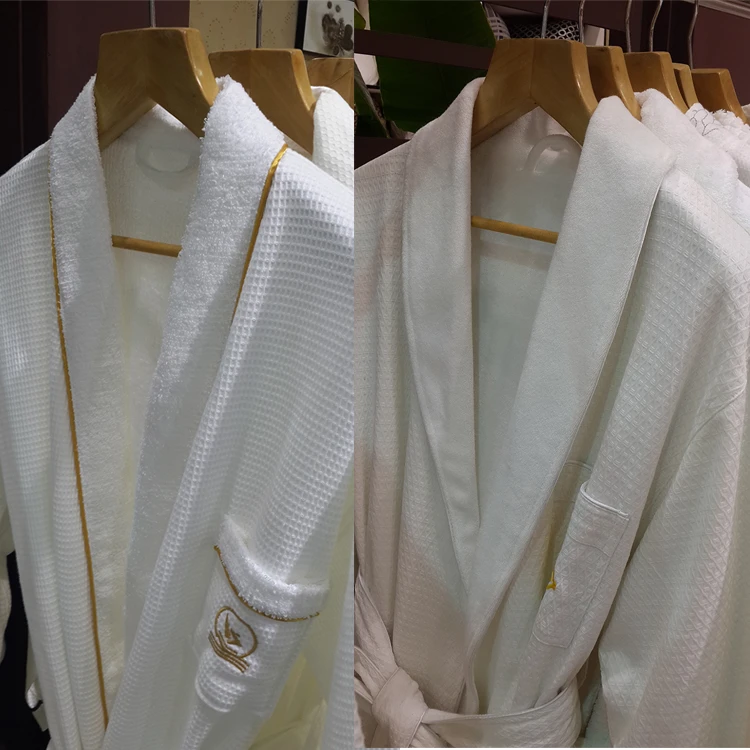 Unisex Full Cotton Microfiber Bathrobe, Hotel Waffle Spa Robe