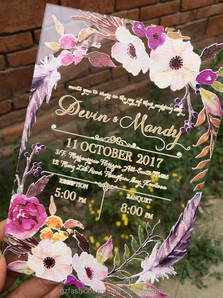 Buy Uv Full Color Printing Acrylic Wedding Invitations from Guangzhou ...