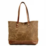 V421 New style vintage casual waxed canvas leather bags women handbags