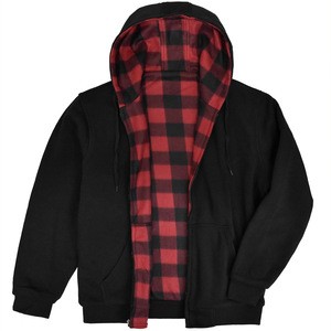 Victory Outfitters Men&#39;s Reversible Hooded Buffalo Plaid Fleece Jacket - Black/Red