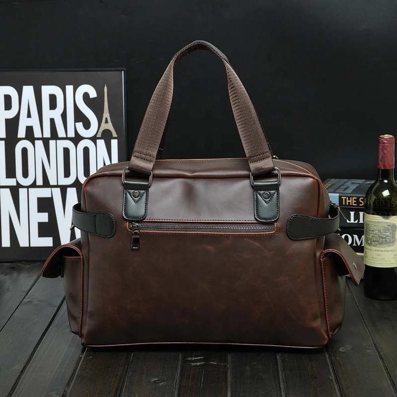 Vintage Designer Briefcase Men Handbag Crazy horse Leather Messenger Bags Business Coffee Laptop bag Man Crossbody Travel bags