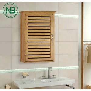 Wall mount bamboo bathroom corner storage cabinet