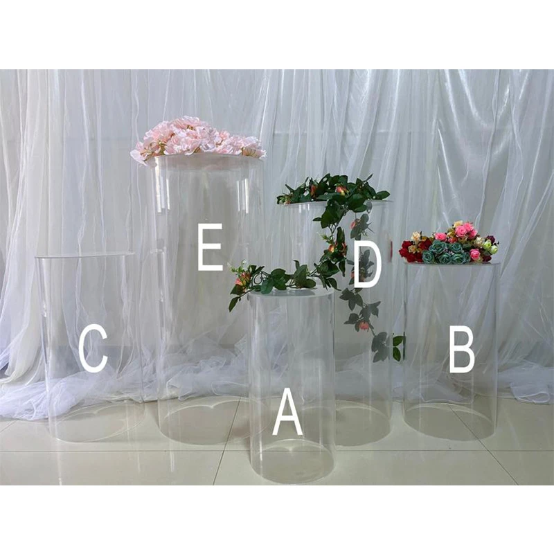 Wendy Acrylic Cylinders Pedestal Decor Stand Round Pillars Plinth Column Cake Dessert Table Display Wedding Backdrop