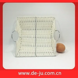 White Plastic Gifts Crafts Fruit Flat Square Cheap Cane Basket