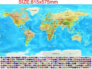 Wholesale 2017 newest blue scratch off world map 250g coated paper luxury scratch off travel map with flag