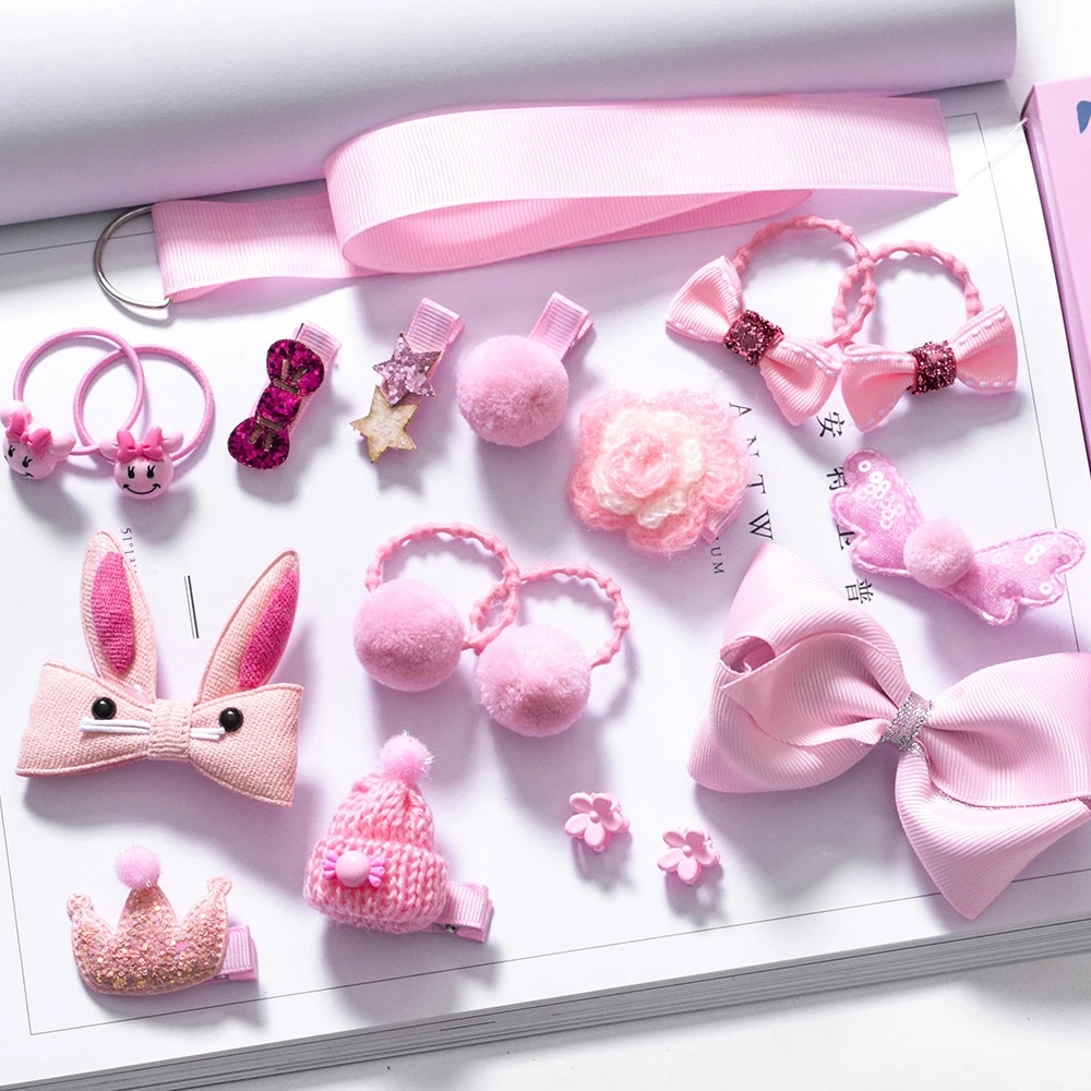 wholesale 2021 children&#x27;s hair accessories box package fancy 18 pieces girl headwear gift set