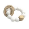 Wholesale Baby Teether Shower Gift Silicone Teether with Wooden Ring Rattles Baby Silicone Teething Bracelet