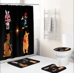 Wholesale Cartoon Waterproof Shower Curtain Holder Set Bathroom Custom Design Polyester Bathroom Curtain With Hooks Set