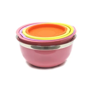 Wholesale Colorful Mixing Bowls Salad Bowl Camping Customized Leakproof Eco Friendly Stainless Steel Bowl with Lid