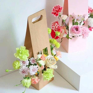Wholesale custom food paper bags for bread flowers craft kraft brown paper bags for food bakery