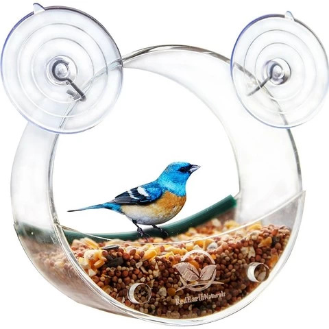 Wholesale Custom Round Acrylic Circular Design Window Hanging Bird Seed Feeder