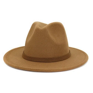 wholesale custom women panama wide brim chenille fedora hat with match color hat band for men