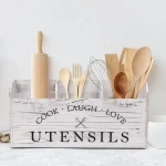 wholesale custom wooden home spoon holder kitchen utensil cabinet countertop accessories storage organizer