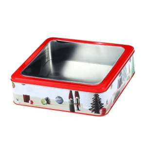 Wholesale Customized Tinplate Material Food Storage Box Cookies Candy Food Tin Packing Box With Windows