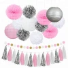 Wholesale DIY Christmas Paper Decorations Tissue Pom poms Ball fan honeycomb lantern set