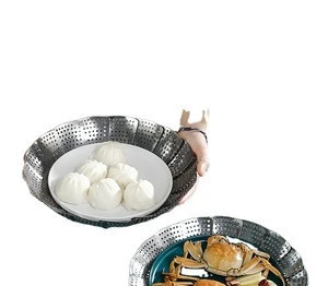 Wholesale Household Vegetable Steamer Insert Retractable Folding Stainless folding Steamer Basket for Steaming Food