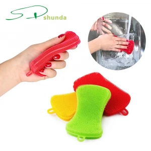 Wholesale Multipurpose Silicone Dish Sponge Clean Brush Pot Pan Bowl, Wash Fruit and Vegetable Silicone Scrubber for Kitchen
