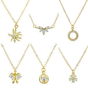 Wholesale New Design Custom Crystal Gemstone Diamond Fashion Jewellery Gold Costume Jewelry Druzy Pendant Necklace 2019