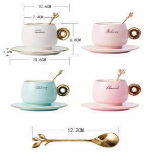 Wholesale Nordic Trace Gold Restaurant Coffee Porcelain Ceramic Tea Cup Set