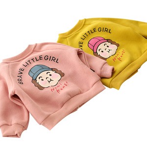 Wholesale solid color cartoon design long sleeve comfortable baby girls&#39; hoodie