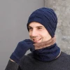 Wholesale Winter Warm Knitted Scarf Beanie Hat and Gloves Set Men &amp; Women&#x27;s Soft Stretch Hat Scarf and Mitten Set
