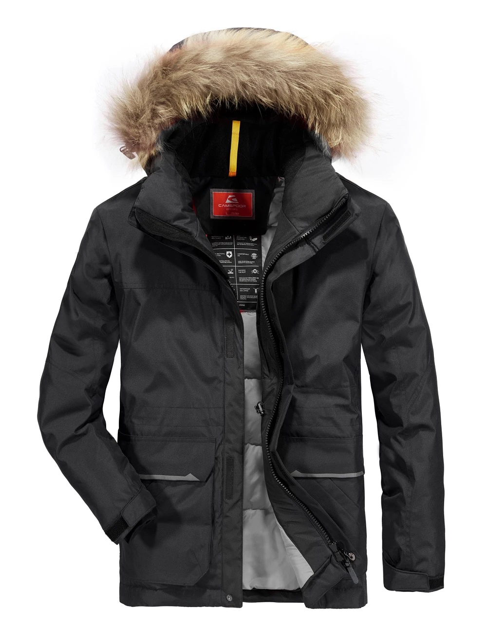 Wind proof breathable  custom  popular high quality mens down jackets with fur